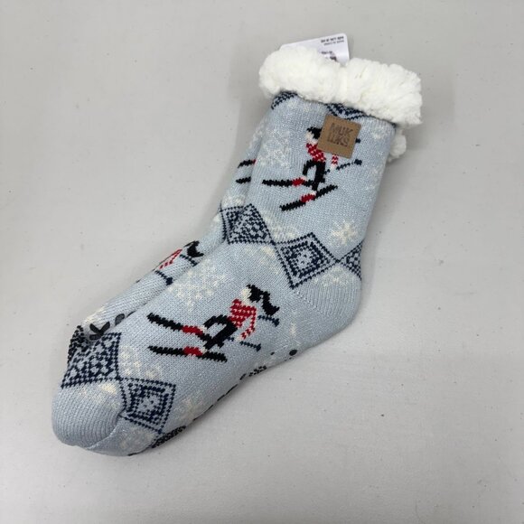 Muk Luks Accessories - Muk Luks Cozy Cabin Sherpa Lined Knit Warm Slipper Socks Womens sz L/XL 8-10 NEW